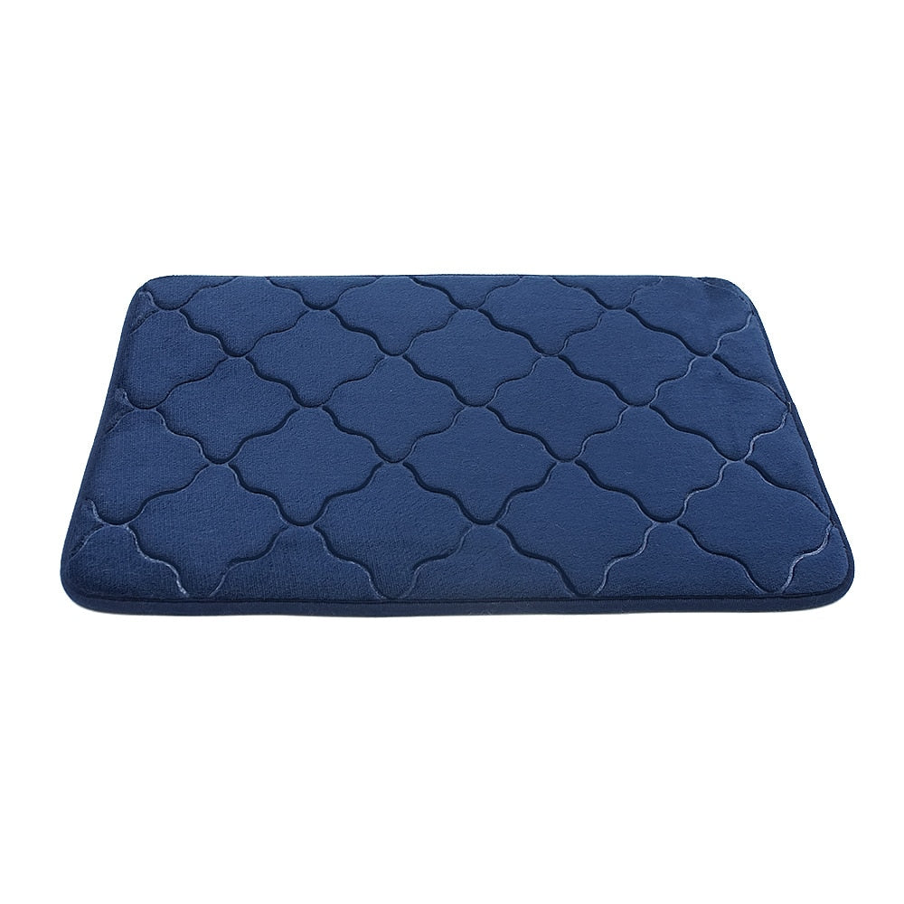 Activated Charcoal Memory Foam Bath Mat in Navy Blue, Large 21 x 34 in